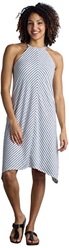 ExOfficio Women's Wanderlux Stripe Stretch Halter Dress, White, X-Large