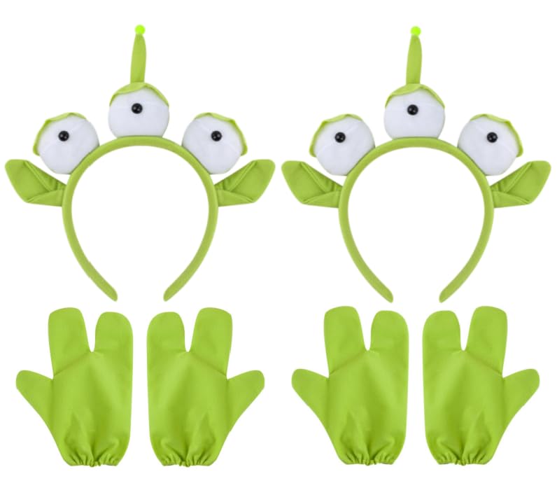 Carreuty 3 Pcs Alien Costume Sets, Alien Headband with Tutu Skite Gloves for Kids, Ears Cute Costume Funny Headwear for Halloween Cosplay Parties & Photos (Style 2)