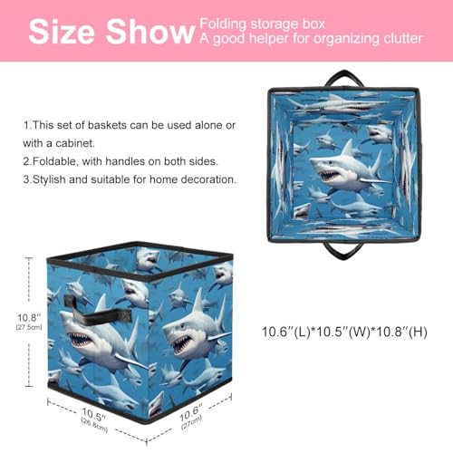 Boîte de rangement avec impression requin panier tissu étagère