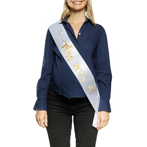 OMISS - MISS 2025 Sash for Festive Event - White Sash with Gold Lettering4