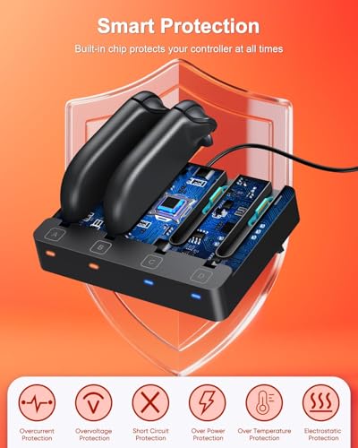 Image of [Switch 2 /1 Both] Controller Charger Dock, FYOUNG Charging Dock for Nintendo Switch 2 2025, 8 in 1 Portable Dual-Direction Magnetic Fast Charger Staion for JoyCon 2 Accessories with USB Type-C Cord