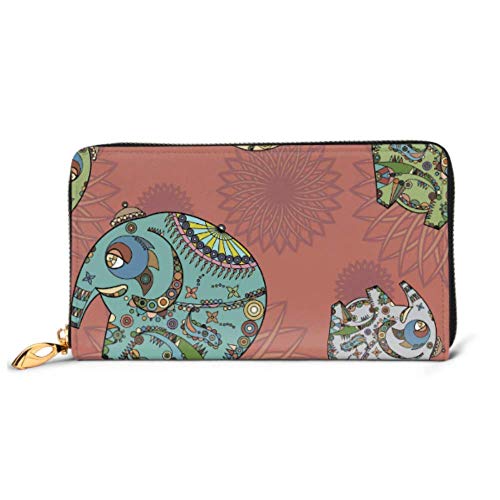 Preisvergleich Produktbild JHGFG Mode Handtasche Reißverschluss Brieftasche Verzierte mehrfarbige Elefant Telefon Clutch Geldbörse Abendkupplung Blockieren Leder Brieftasche Multi Card Organizer