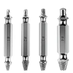 4 Pcs Double Head Damaged Screws Extractor Kit Stripped Screw Remover Set