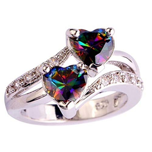 Toporchid Double Coeur CZ Anneau De Mariage Bandes AAA Zircon Bijoux Femmes Accessoires Bague De Fiançailles (Coloré Taille 7) Cover