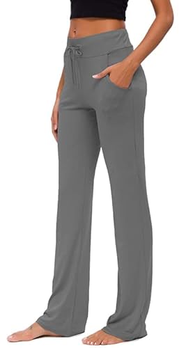 Adaniki Womens Yoga Pants With Pockets Straight-Leg Loose Comfy Modal Drawstring Lounge Running Long Active Casual Sweatpants (Dark Grey, Xl) #TOP5