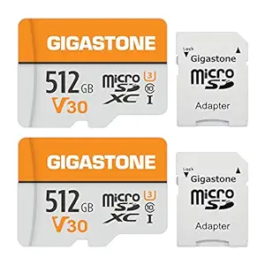 [Gigastone] 512GB Micro SD Card 2 Pack, 4K Video Pro, GoPro, Surveillance, Security Camera, Action Camera, Drone, 100MB/s MicoSDXC Memory Card UHS-I V30 Class 10