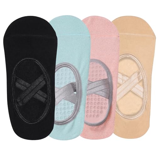 Image of Mint & Oak Pilates Socks with Grips for Women, Ankle Length Non-Slip Yoga Socks, Cotton Ideal For Yoga, Pilates, Gym, Workout, Cute Women's Gift