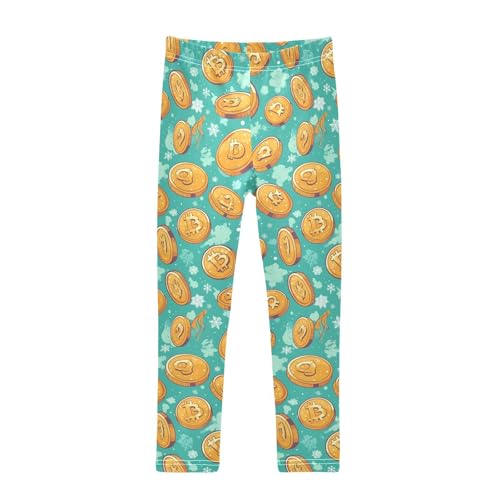 KLL Flying Bitcoins and Snowflakes Girls Cotton Pants Stretchy Full Length Dance Pants Exercise