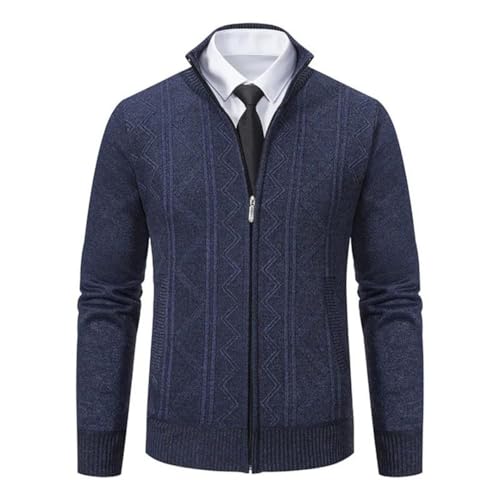 Men's Cardigan Stand Collar Knitted Sweatercoat Business Casual Warm Sweater Knit Outerwear2
