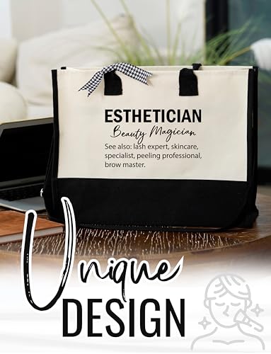 Image of InnoBeta Esthetician Gifts, Canvas Tote Bag with Top Zipper Closure and Shoulder Strap for Birthday, Christmas and Every Special Occasion