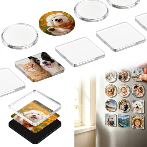 Zamety 30 Pièces Magnet Frigo DIY Acrylic, 5x5cm Magnet Personnalisable