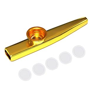Leeadwaey Instrument de musique Kazoo en alliage d’aluminium avec diaphragme Doré - Les Beatles, Paul McCartney, John Lennon, RIngo Starr, George Harrison