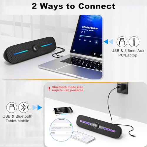 SOULION Computer Speakers, Wired 3.5mm Aux Bluetooth Soundbar for Desktop by SOULION - Used condition - Image 5