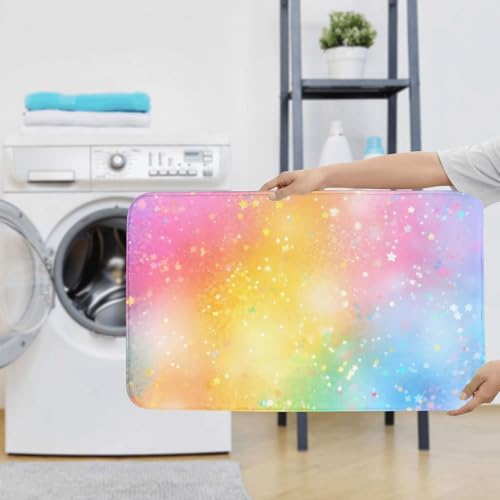 Funda para asiento de inodoro y alfombras con estampado de brillo arcoíris multicolor decorativo 8