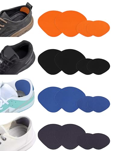 Phinus 16枚入り かかと補修 靴 シール 補修 かかとパッド スニーカー キット 靴修理 踵 靴の穴防止 ハイヒール 革靴 パッチ(黒4枚、オレンジ4枚、青4枚、深い青4枚)