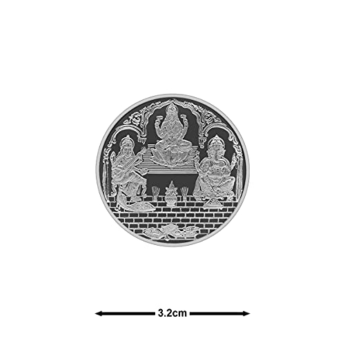 Image of MAA SILVER Pure Silver Laxmi Ganpati Saraswati Trimurti BIS Hallmarked Round Coin Chandi Sikka Perfect for Gifting Investment Diwali Dhanteras (999 Purity)