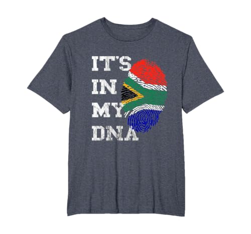 It is in Meiner DNA South Africa South Africa Fingerprint T-Shirt, Men's Big and Tall, Heather Blue, 6X Tall