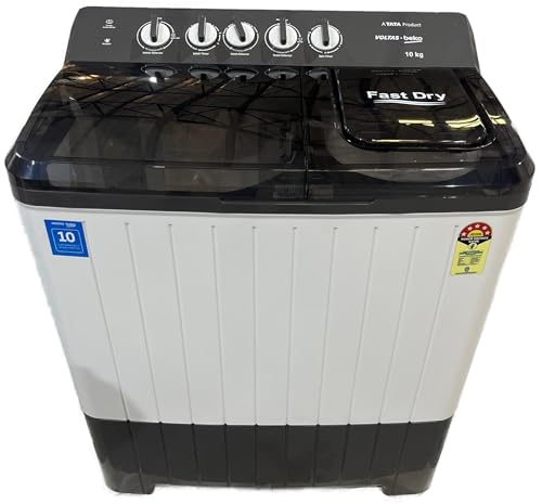 Image of Voltas Beko, A Tata Product 10 Kg 5 Star Semi-Automatic Top Load Washing Machine (WTT100UPA /GRSSWH5PTDA, Grey, Special pulsator and Double waterfall Technology)