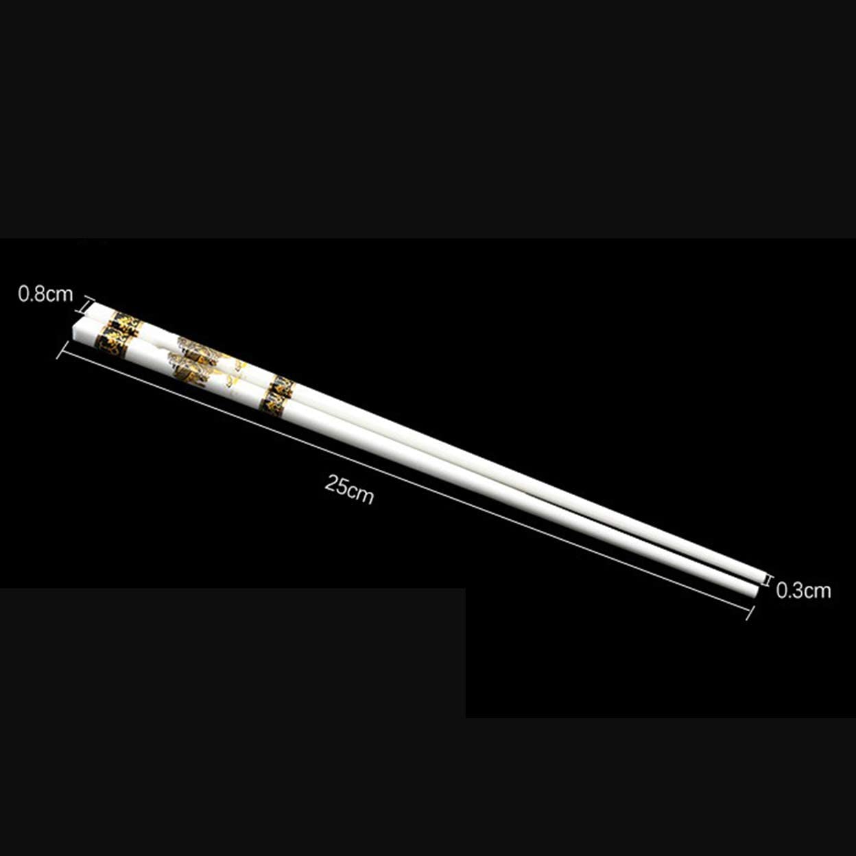 Baguettes en céramique osseuse de Haute qualité, Jolies Baguettes Chinoises en Porcelaine de 9,6 Pouces, réutilisables, lavables au Lave-Vaisselle, 5 Paires de Baguettes