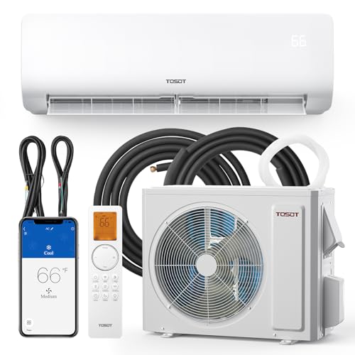TOSOT 12,000 BTU Mini Split Air Conditioner & Heater, 19 SEER2 Ductless Inverter AC with WiFi, Alexa Compatibility, 208-230V, 16ft Copper Line Set, Cosmo Series