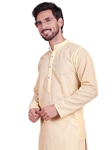 Image of Jompers Men's Regular Fit Georgette Chikankari Embroider Kurtas