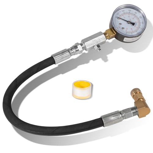 johntruck TU-15 Diesel Compression Tester with Gauge Fuel Pressure Test Tool Kit for Diesel Cars and Trucks, Ranges from 0-1000 psi & 0-70 bar