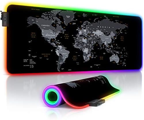 Tappetino Mouse Gaming RGB Grande Mouse Pad da Gioco XXL 12 Modalità di Luce Superficie Liscia Impermeabile Tappetino per Mouse con Piedini in Gomma Antiscivolo per Giocatori PC Laptop-800x300mm