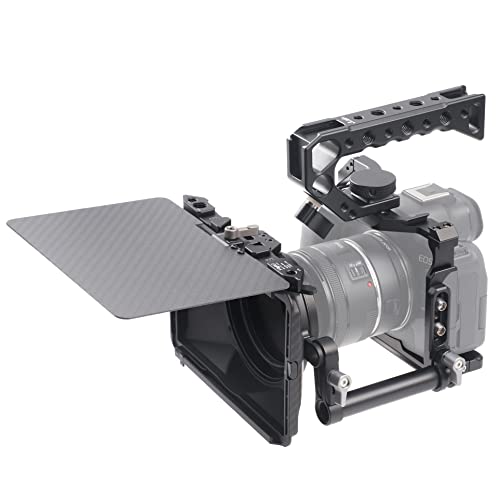 Image of Hersmay EOS R6 II / R6 III Camera Cage with Top Handle for Canon EOS R6 Mark II, R6 Mark III Mirrorless Camera Aluminum Alloy Film Movie Making Camera Video Cage with Shoe Mount