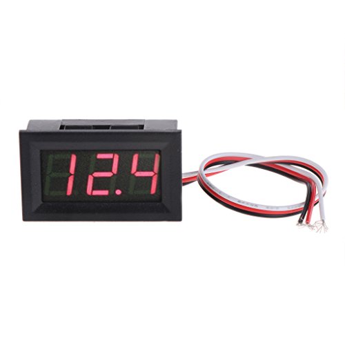 Voltmètre DC 0-40V Mini Panneau LED Affichage Numérique Tension Mètre 3 Fils Rouge Bleu Vert Volmètre pour Motos Automobiles Voitures Vélos Camions Bateaux Campeurs Testeurs (Taille unique, rouge) Cover