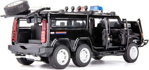 Image of FEXXA 🥰Exclusive Alloy Metal Pull Back Die-cast Car Scale Model with Sound Light Mini Auto Toy for Kids Metal Model Toy Car with Sound and Light [ New Version ] (1.32 Scale Hummer Police -Black)