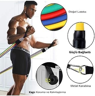 Slipt Profesyonel Direnç Lastiği Seti Latex Premium Kalite Fitness Kondisyon Egzersiz Direnç Lastik L Renkli - Görsel 2