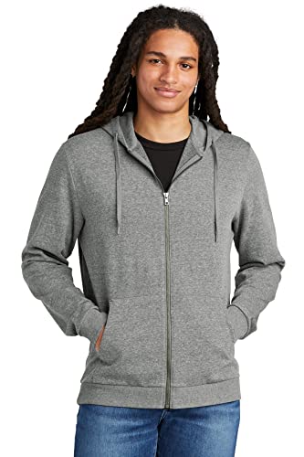 District Perfect Tri Fleece Full-Zip Hoodie DT1302 - Heathered Charcoal - L