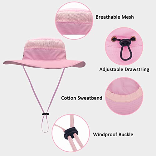 Jane Shine Outdoor Sun Hat Bucket Hats for Women Sun Protection Mesh Cap Quick-Dry UPF 50+ Pink
