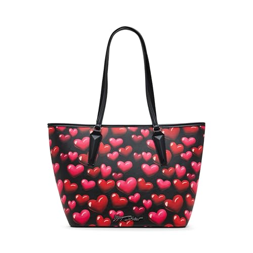 Bolso tote Betsey Johnson Bubble Hearts negro multicolor miniatura 3