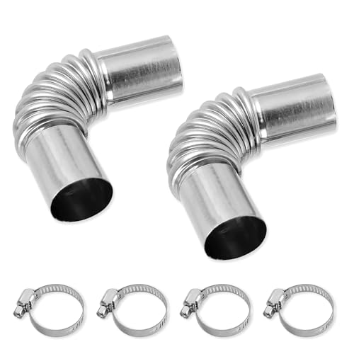 WJUAN 2 Stück Silber Abgasrohr Standheizung, Edelstahl, Standheizung Abgasrohr, mit Edelstahlclip, Anwendbarkeit, Standheizung Auspuff, Geeignet Dieselheizungen, Autoheizungen Generatoren