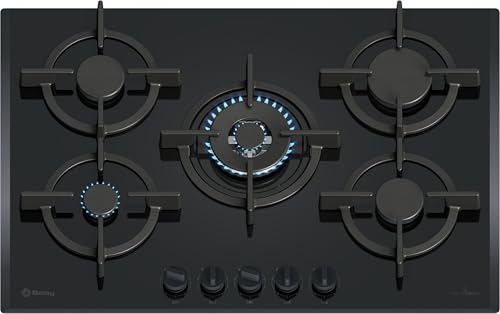 Balay - Placa de Gas, 75 cm de ancho, 5 Zonas de Cocción, Control de llama, Autoencendido, GasStop, negro, 3ETG676RB