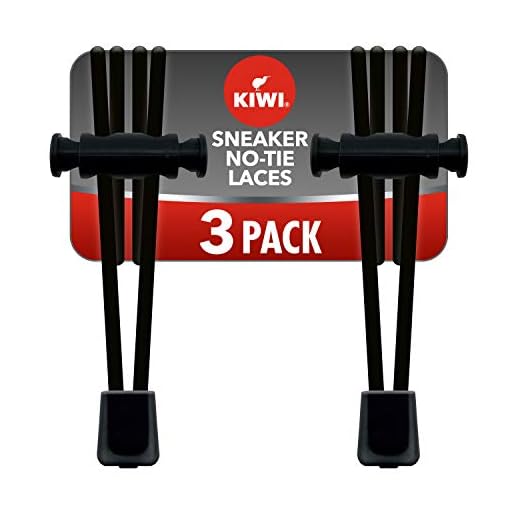 KIWI Sneaker No-tie Shoe Laces, Black, One Size Fits All, 3 Count (Pack of 1)