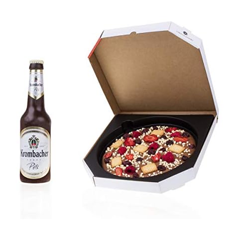 Feierabend-Set - Set aus Schokobier und Schokopizza | Pizza | Bierflasche aus Schokolade | Geschenkidee Männer | lustige Geschenk | Vatertag | Papa | Bastler | Vatertagsgeschenk | alkoholfrei thumbnail