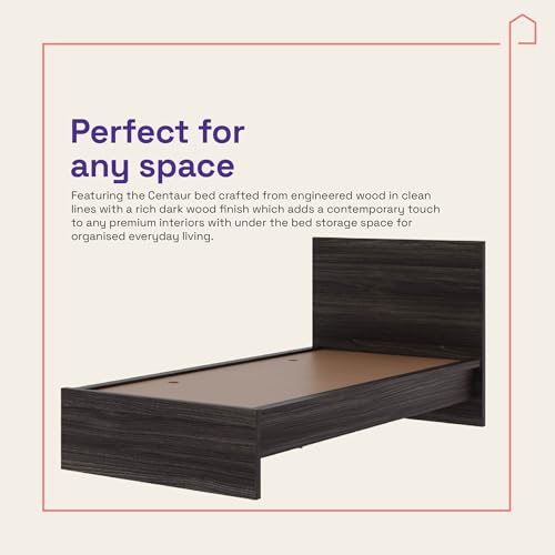 Image of Wakefit Bed | 3 Yr Warranty | Single Bed Size, Non-Storage, Sturdy Construction, Density: 680-750 kg /m, Termite & Borer Resistant, Fits Mattresses Up to 8 inches (Centaur 78 x 36 - Wyoming Maple)