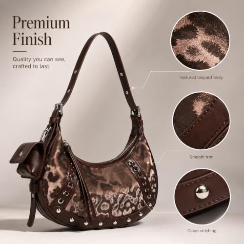 Image of Shoulder Purse for Women, Leather Women's Handbag Y2k Aesthetic Coquette Shoulder Bag Hobo Punk Trendy Ladies Purse