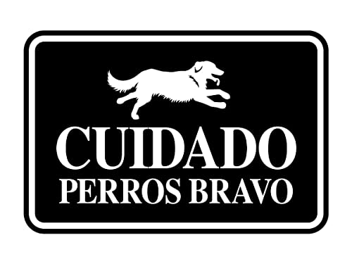 Pancarte de sécurité pour portail et clôture panneau grand format Cuidado Perros Bravos noir
