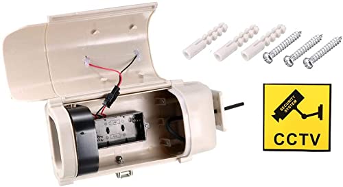 XYWHPGV Fausse caméra de sécurité système de surveillance CCTV factice à énergie solaire avec voyant d'avertissement LED rouge clignotant, autocollant pour la maison extérieur intérieur blanc 2 pièces