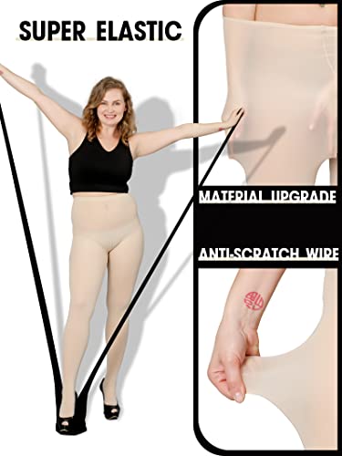 Image of DancMolly Plus Size Tights for Women, Control Top Semi Opaque Nylon Pantyhose High Waist