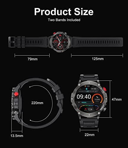 LIGE Military Smart Watch for Men Answer Make Calls, 5ATM Waterproof Watch with 19 Sports Modes Heart Rate Blood Oxygen Sleep Monitor, 1.32'' Newest Tactical Smartwatch for Android and iPhone