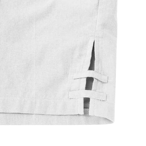 Cotton Linen Shorts For Women Uk Summer Knee Length Beach Bermuda Shorts Ladies Loose Casual Drawstring Capri Pants Comfy Lounge Cropped Trousers With Pockets Solid Colour Beach Vacation Short Pants - Image 7