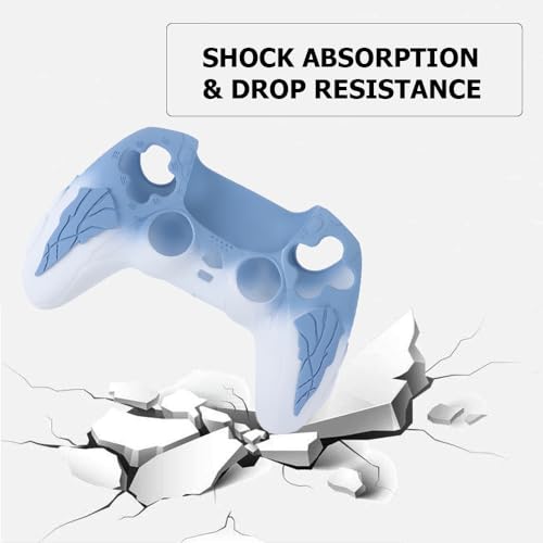 Image of DEADSKULL Thunder Edition Silicone Controller Sleeve, Anti-Slip Protective Cover Skin Compatible with PlayStation 5 Controller, Compatible with DualSense Wireless Controller (Blue & White)