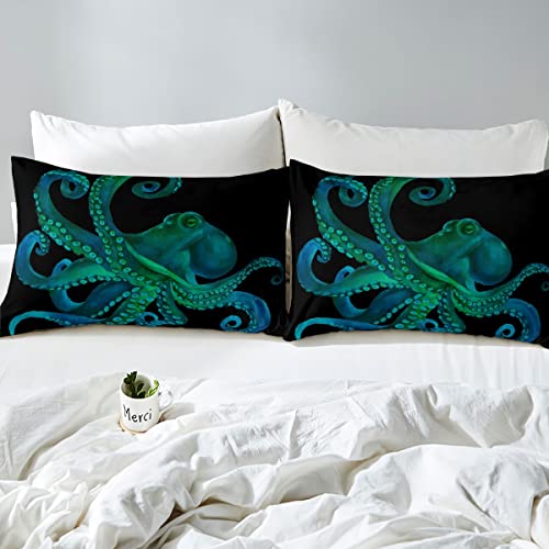 Homemissing Ocean Kraken Print Bedding Set for Bedroom Living Room Octopus Room Decoration Marine Life Themed Duvet Cover Underwater Animal Pattern Bedspread King - Image 2