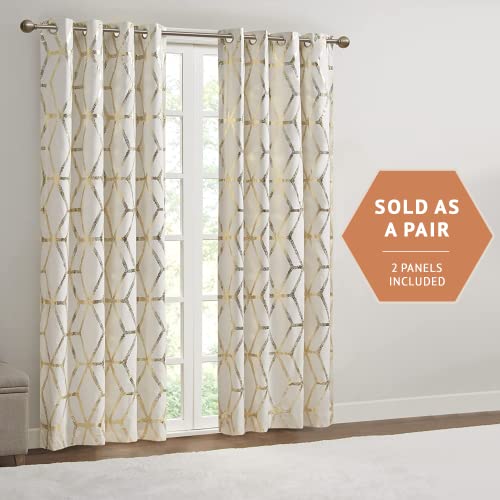 Comfort Spaces Vivian Total Blackout Window Curtain Panel Pair, Metallic Geometric Design - Image 2