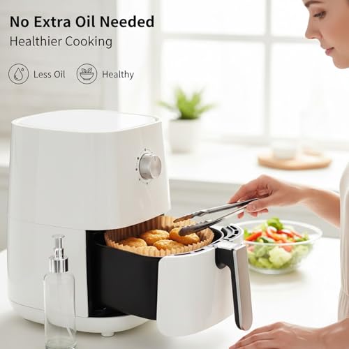 Image of Signamio Air Fryer Paper Sheets - 100 Pcs Airfryer Paper Sheets, Air Fryer Accessories, Heat Resistant, Greaseproof, Waterproof, Safe for Temperatures Up to 230C - Round
