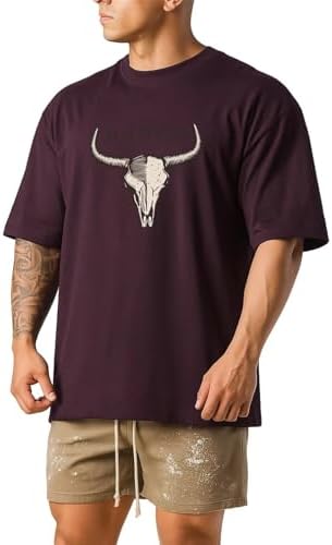 Gym T-Shirt, Muscle Training, Men's, Sports, Fashion Pattern, Stylish, Oversized, Short Sleeve, Stretch, Fitness, Training Wear, 100% Cotton, Sweat Absorbent, Stretchable, Breathable, Solid